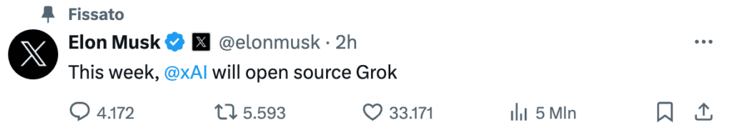 Elon Musk says xAI will open source Grok